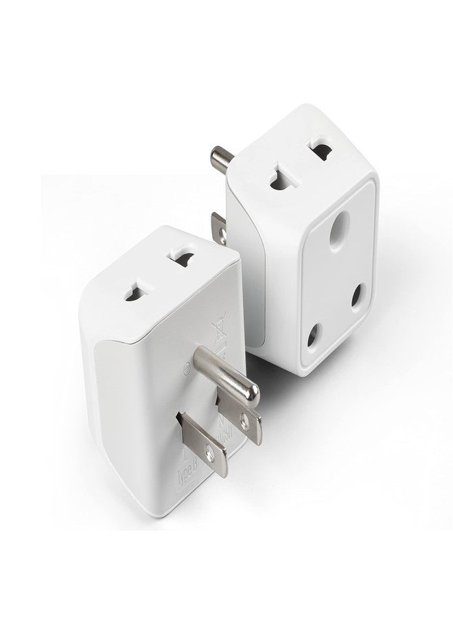 Ceptics India to USA, Canada Travel Adapter Plug - 2 in 1 Adapter - Type B - CE Certified - RoHS Compliant - White - 2 Pack - Lifetime Limited Warranty - Image 1